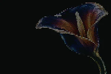 Glass flower converted to color ASCII art for a blog cover
