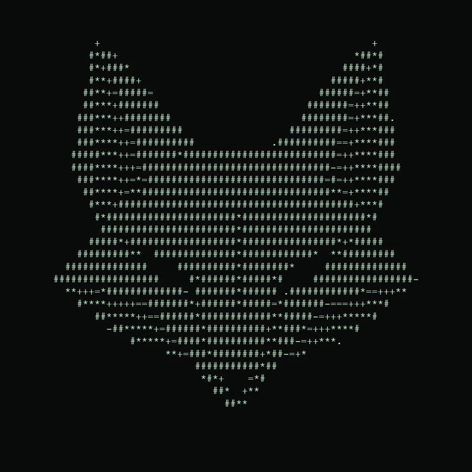 Geometric fox converted to an 80-column ASCII README mark