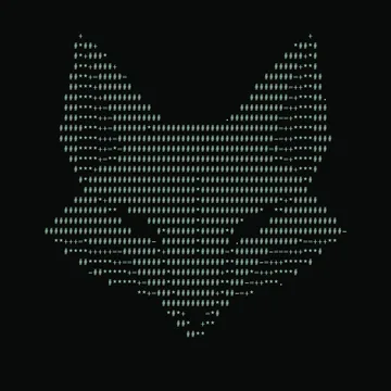 Geometric fox converted to an 80-column ASCII README mark