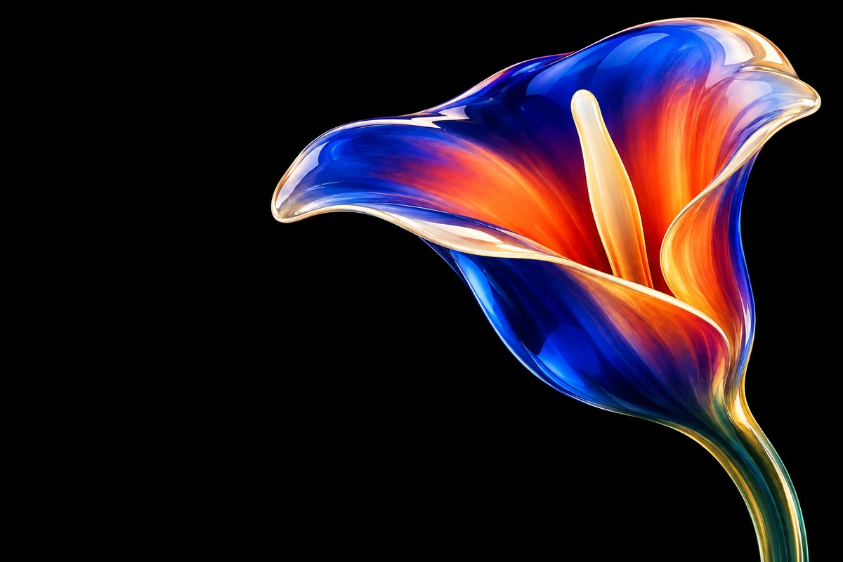 Blue and coral glass flower, original source for the blog cover